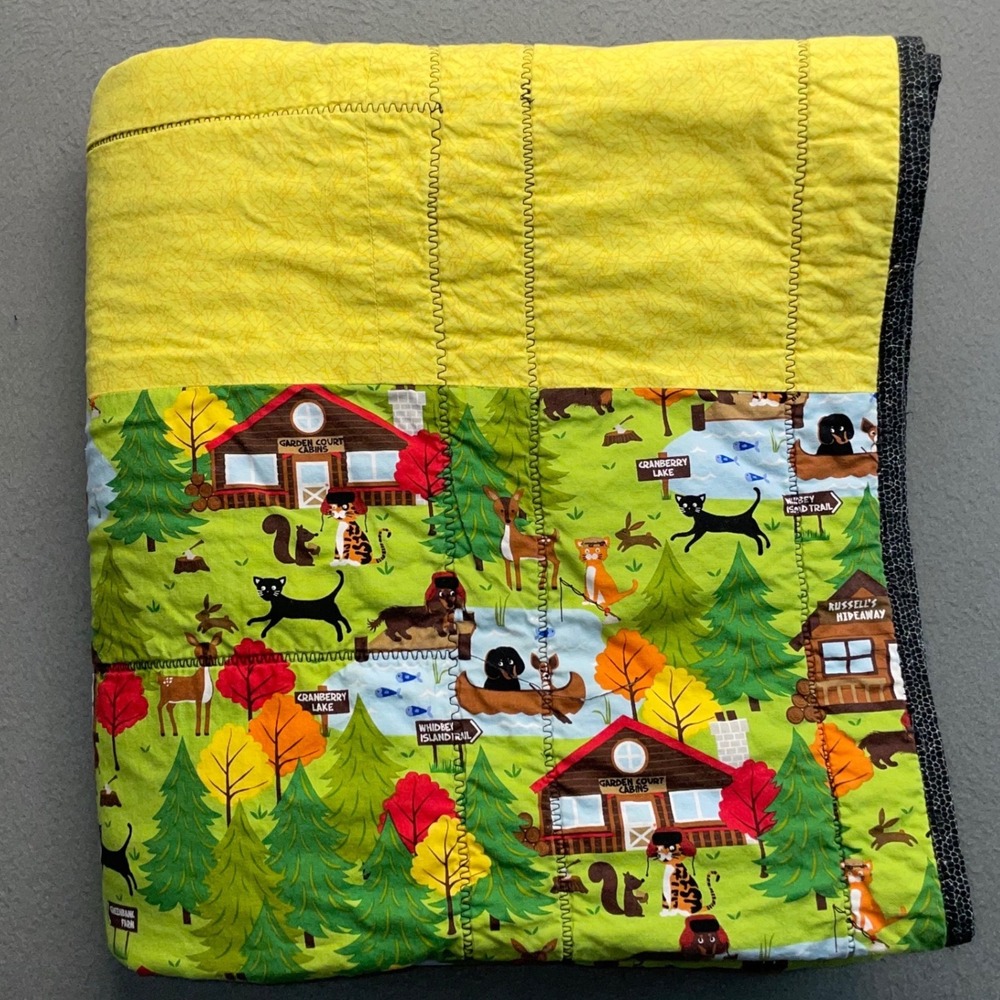 Handmade Kids Quilt Blanket Multicolor Patchwork Camping Monster Truck 46x65